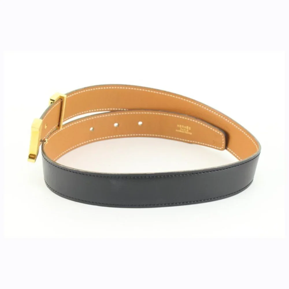 Hermès Reversible Black x Brown x Gold 24mm Constance H Logo Belt Kit 72h84s